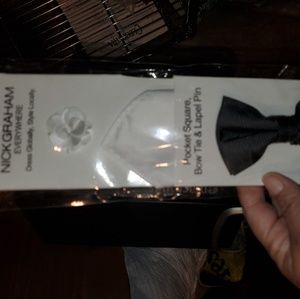 Nick Graham black kids bow tie and kerchief white